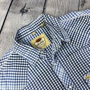 Larry Mahan Shirt Men’s Large Blue Check Long Sleeve Pearl‎ Snap Western
